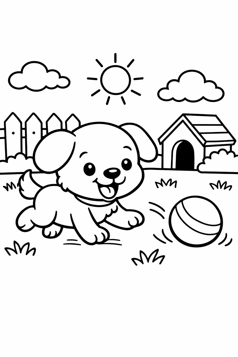 Bluey Backyard Ball Chase coloring page