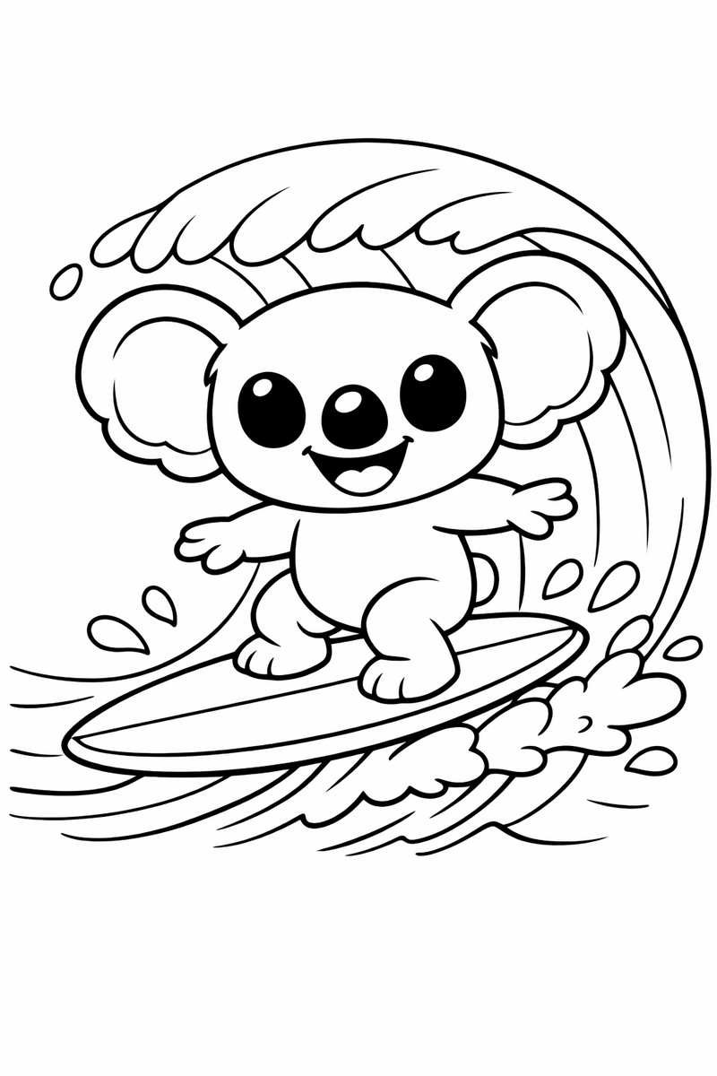 Stitch Riding the Wave coloring page